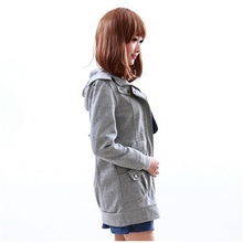 新珑新秋装韩版休闲中长款带帽蕾丝卫衣外套 时尚与舒适的完美融合